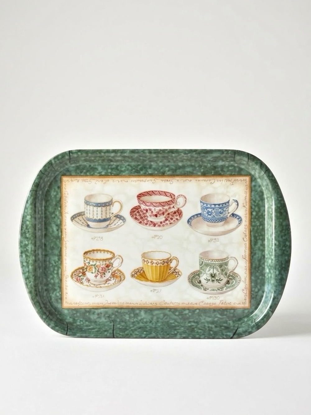 Vintage Wilscombe England Melamine Teacups 13” inch Snack Tray Cottage Farmhouse